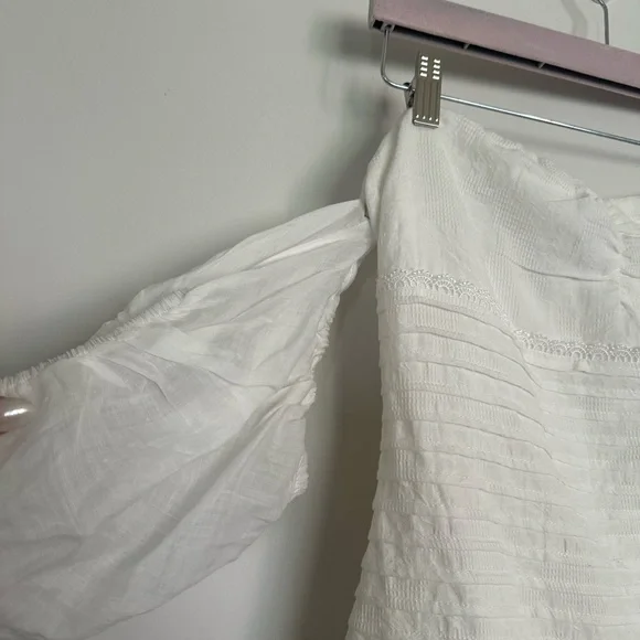 Hello Molly Cloud White Puff Sleeve Ruched Mini Dress – Women’s Size M (US 6) - Picture 4 of 10